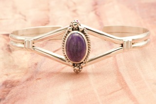 Genuine Charoite Sterling Silver Navajo Bracelet